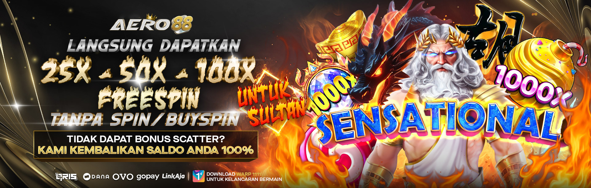 BONUS FREESPIN LANGSUNG 25X-100X AERO88