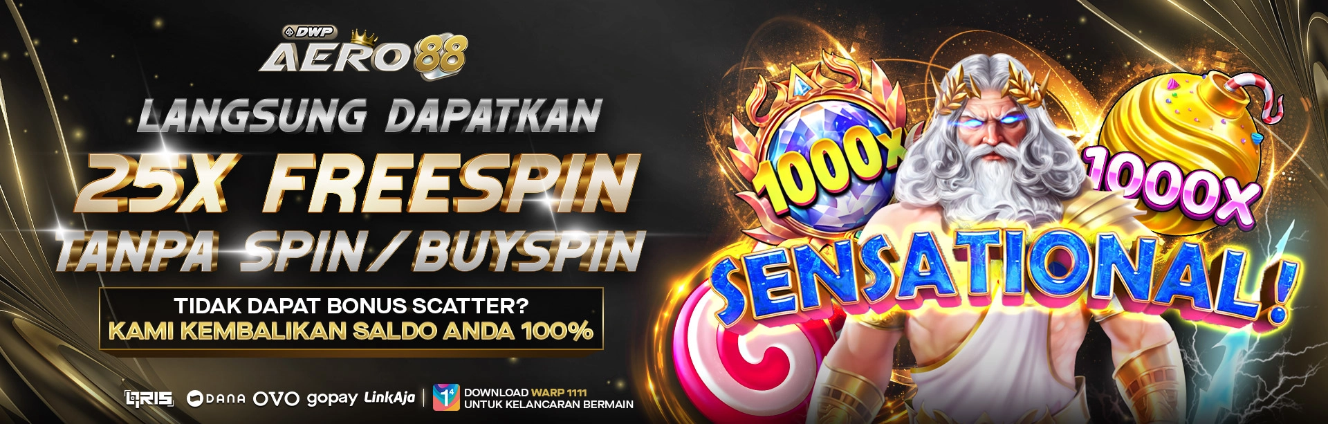 BONUS FREESPIN LANGSUNG GATES OF OLYMPUS X1000 AERO88